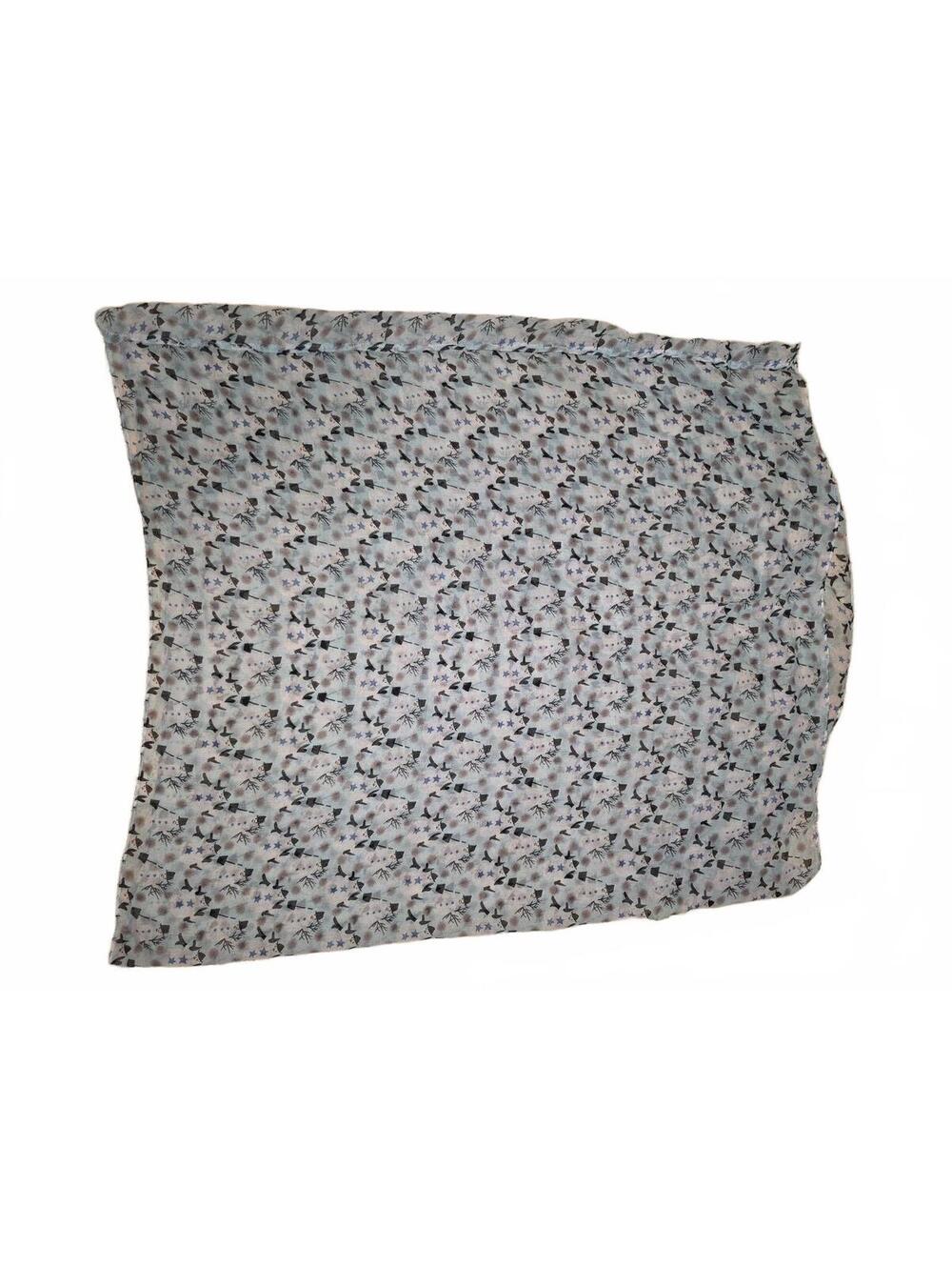 Winter Snowman & Blue Star Print Lightweight Fashion Scarf Wrap